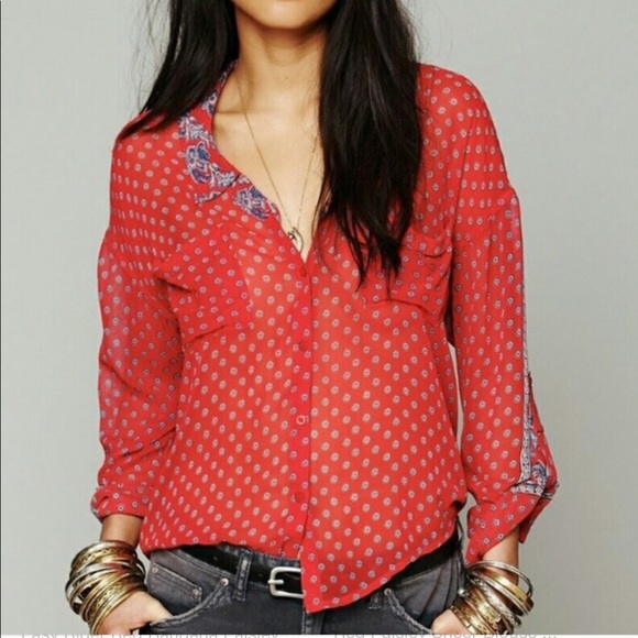 Free People Boho Sheer ‘Easy Rider’ Bandana Top - Picture 1 of 5
